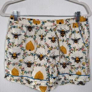 Printfresh Women Pajama Sleep Shorts Size S Bumble Bee HiveOrganic Cotton Yellow